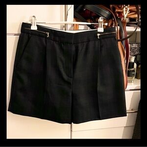 Massimo Dutti dark green and navy checkers mid waist Women's Shorts